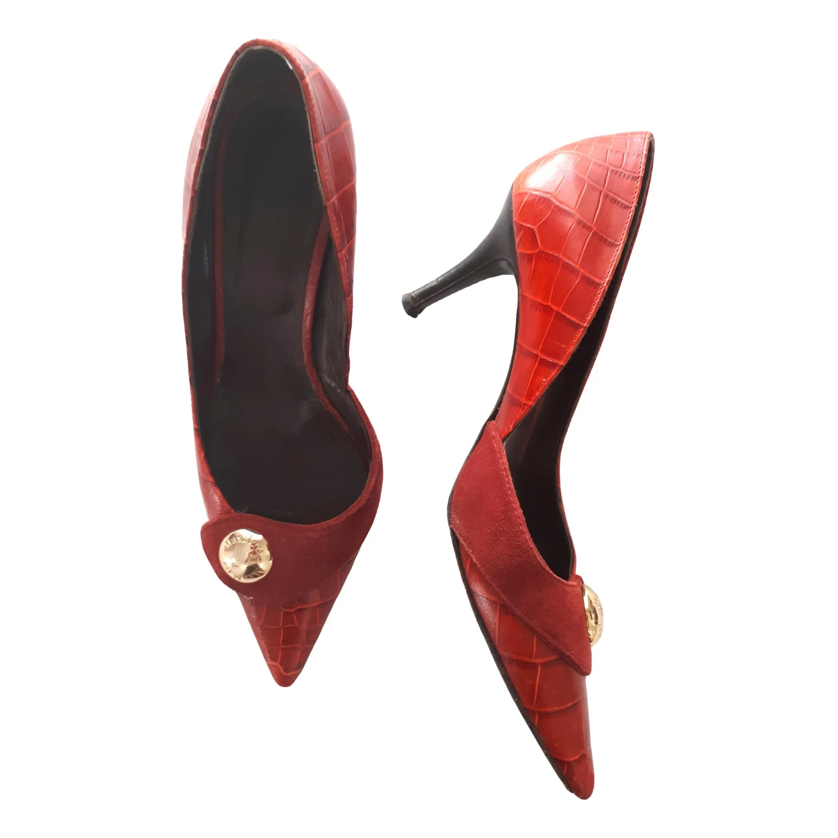 Pre-owned Max Mara Leather Heels In Red