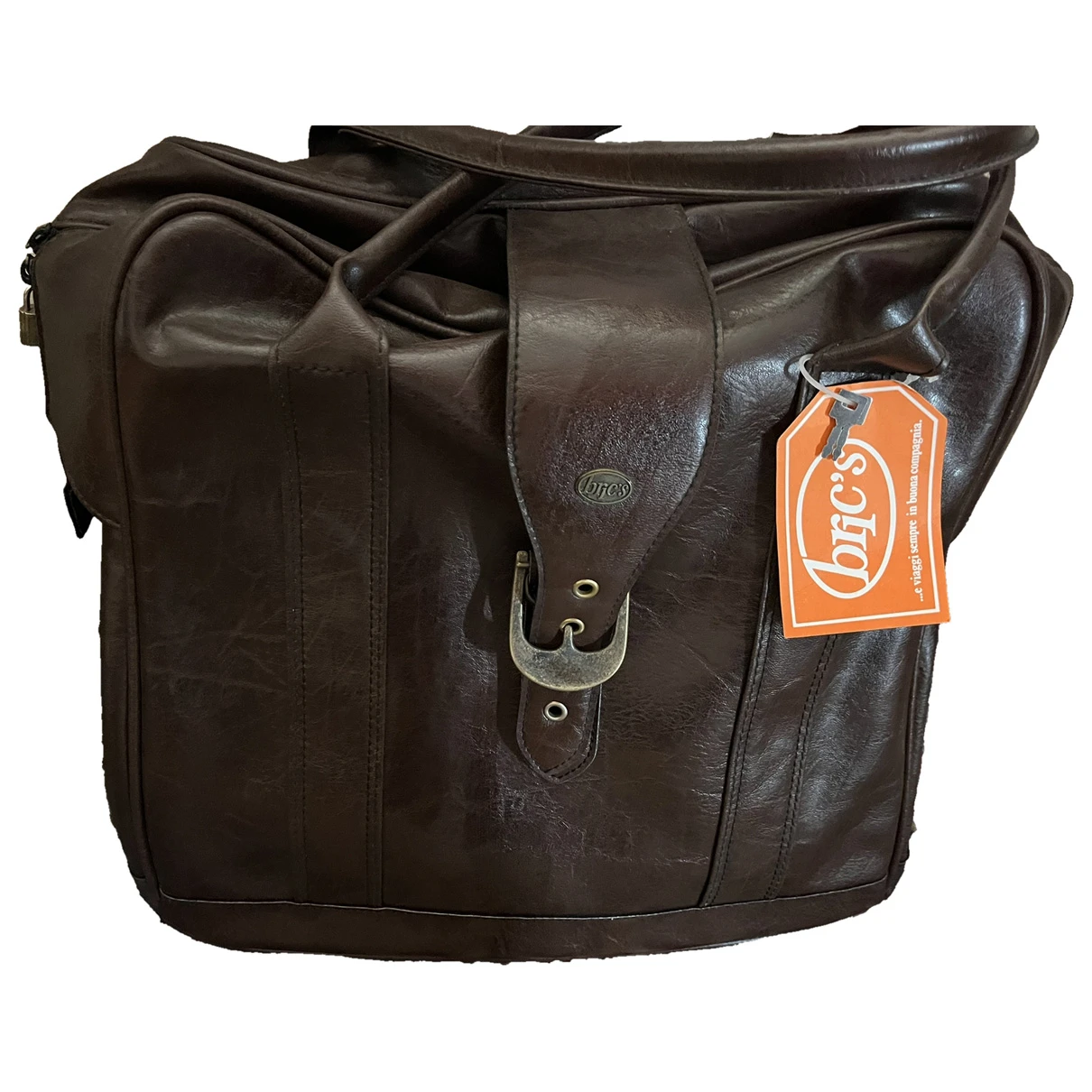 Pre-owned Bric's Vegan Leather Weekend Bag In Brown