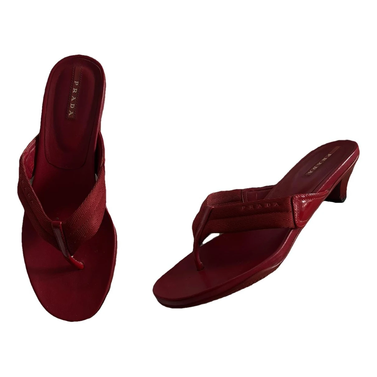 Pre-owned Prada Leather Flip Flops In Red