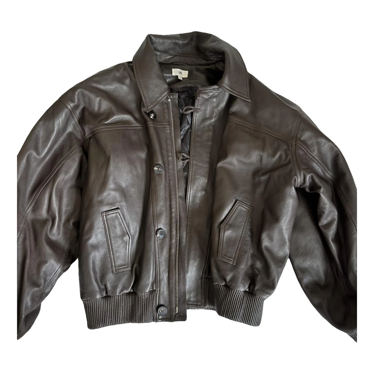 Pre-owned Lpa Leather Biker Jacket In Brown