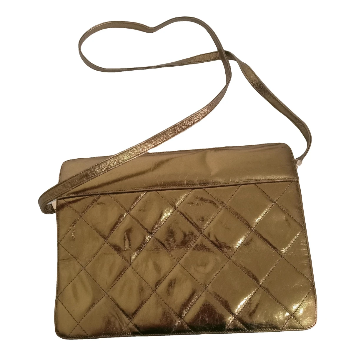 Pre-owned Lanvin Leather Crossbody Bag In Gold