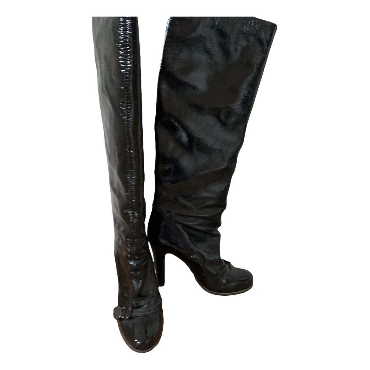 Pre-owned Mulberry Patent Leather Boots In Black