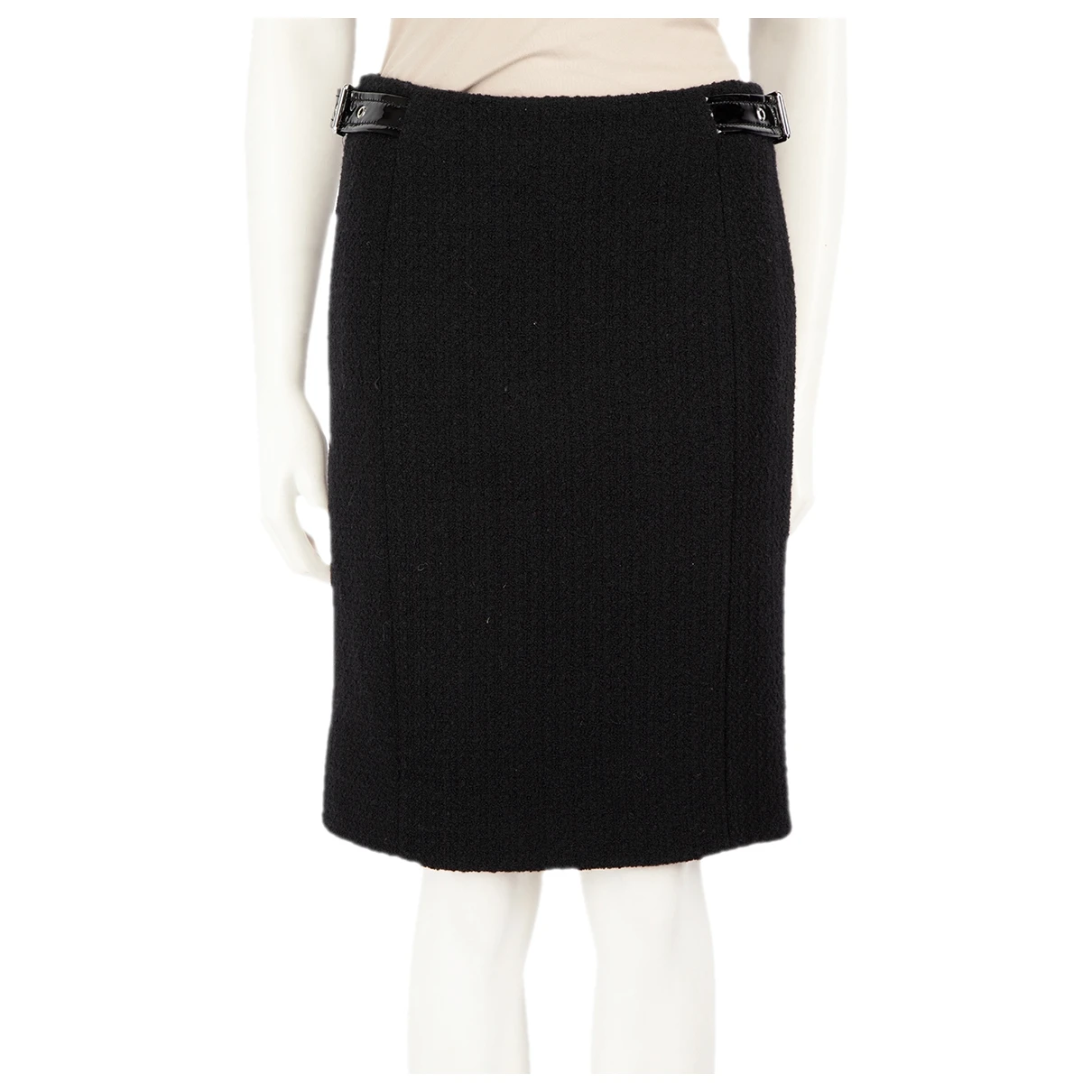 Pre-owned Moschino Tweed Mid-length Skirt In Black