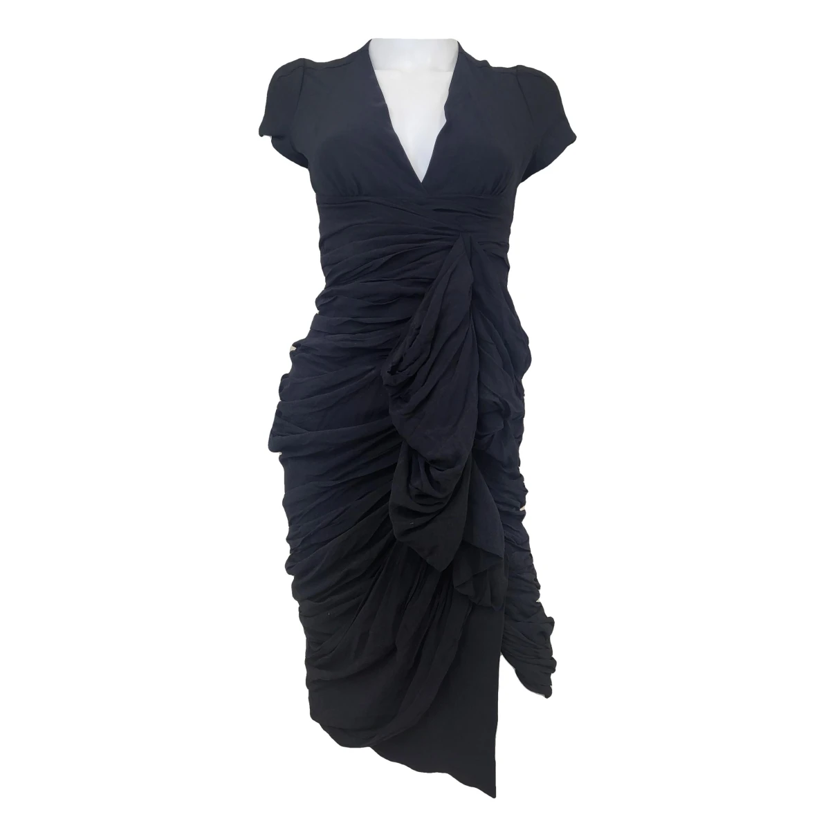 Pre-owned Burberry Silk Mid-length Dress In Black