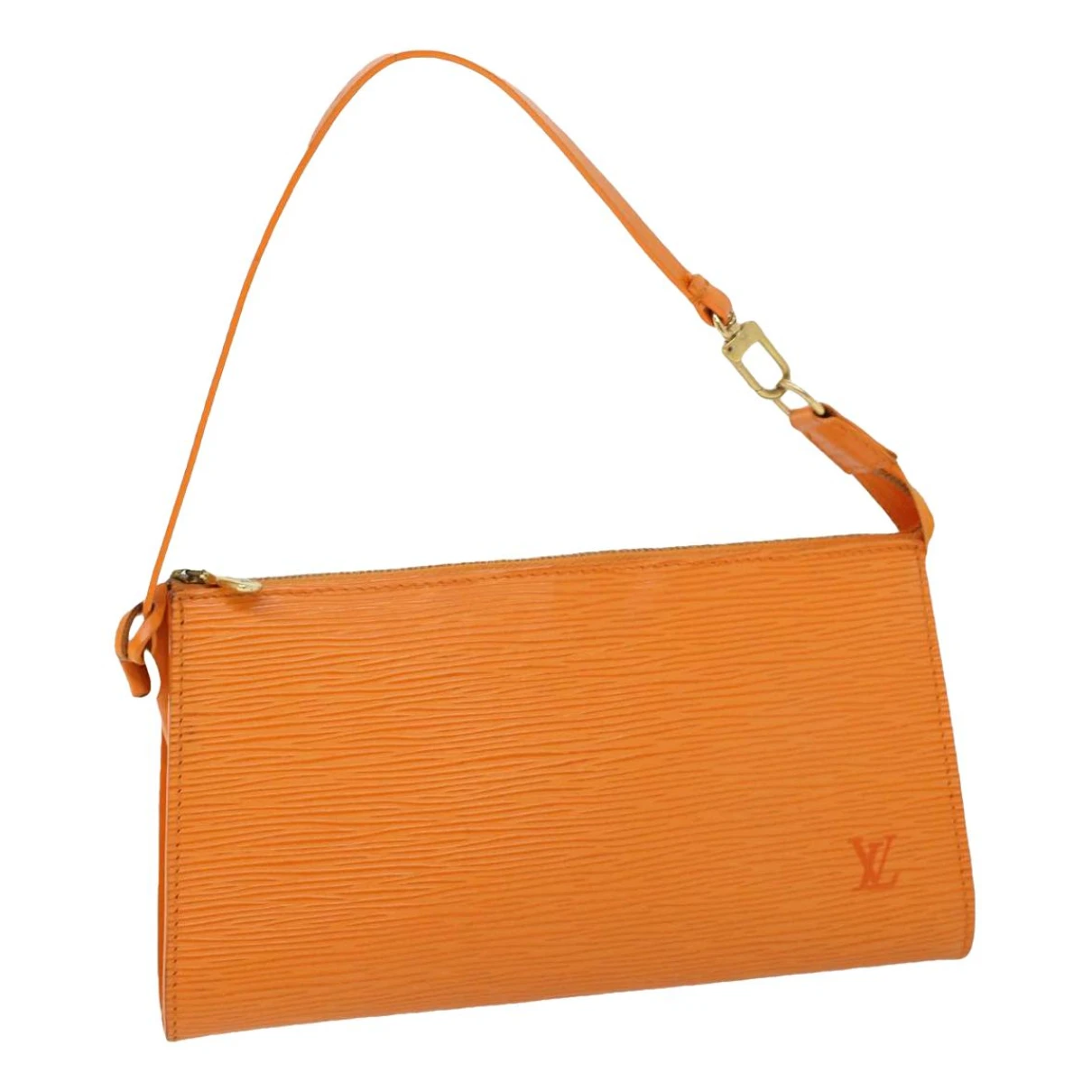 Pre-owned Louis Vuitton Pochette Accessoire Leather Clutch Bag In Orange