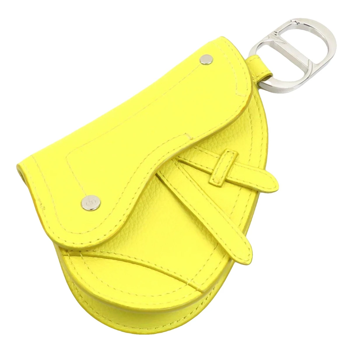 Pre-owned Dior Leather Clutch Bag In Yellow