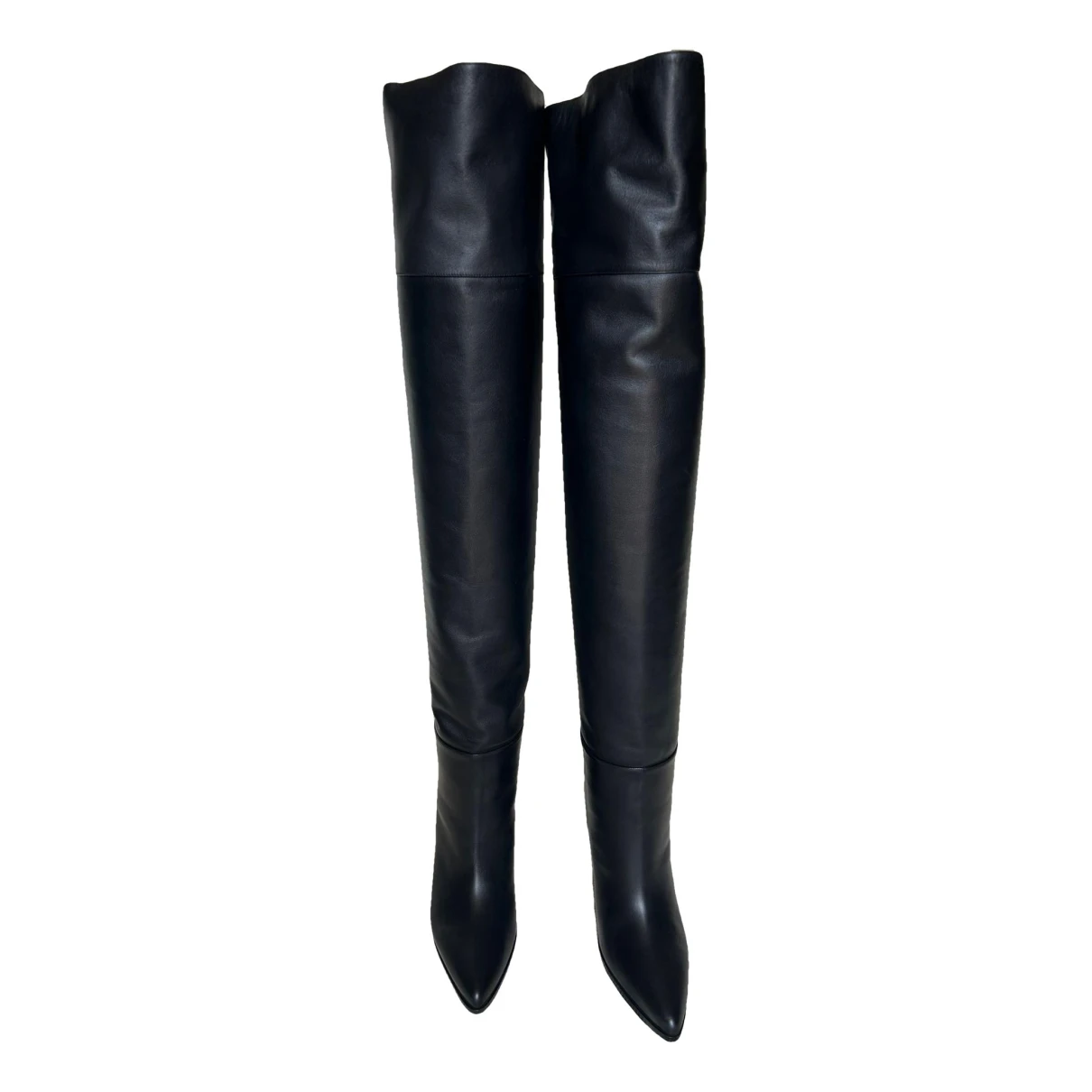 Pre-owned Jimmy Choo Leather Riding Boots In Black