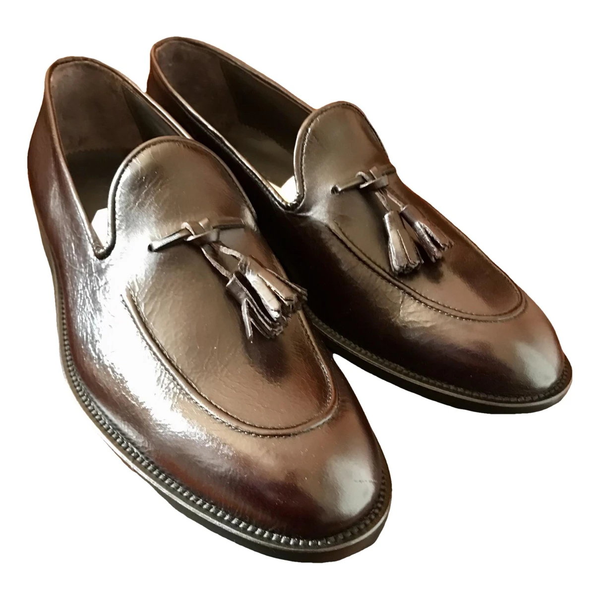 Pre-owned Pollini Leather Flats In Brown