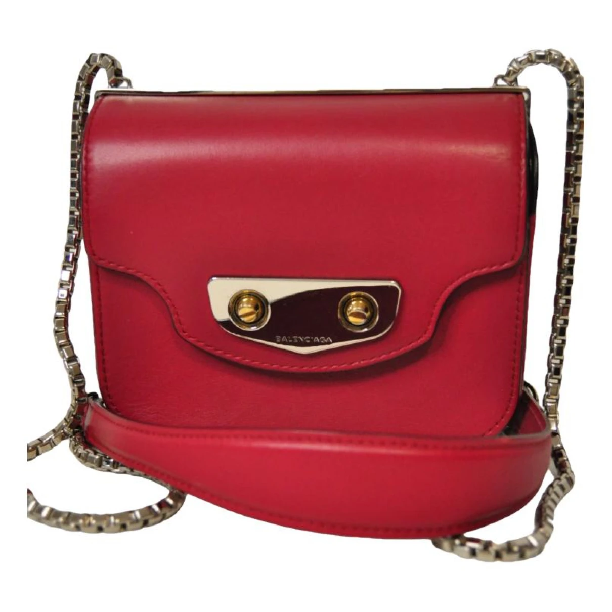 Pre-owned Balenciaga B Leather Mini Bag In Red