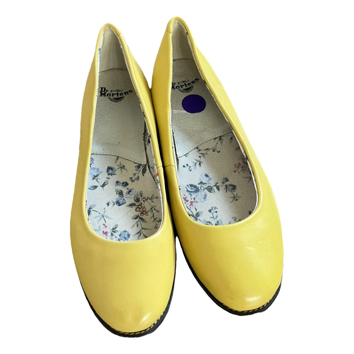 Pre-owned Dr. Martens' Leather Flats In Yellow