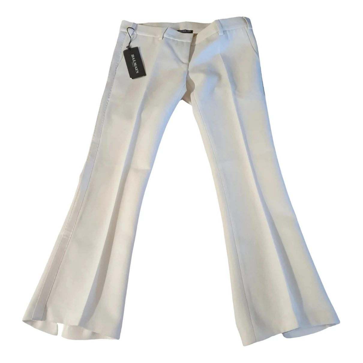 Pre-owned Balmain Wool Trousers In White