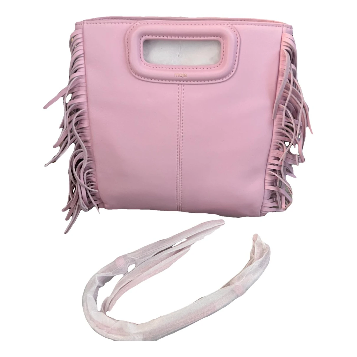 Pre-owned Maje Sac M Leather Handbag In Pink