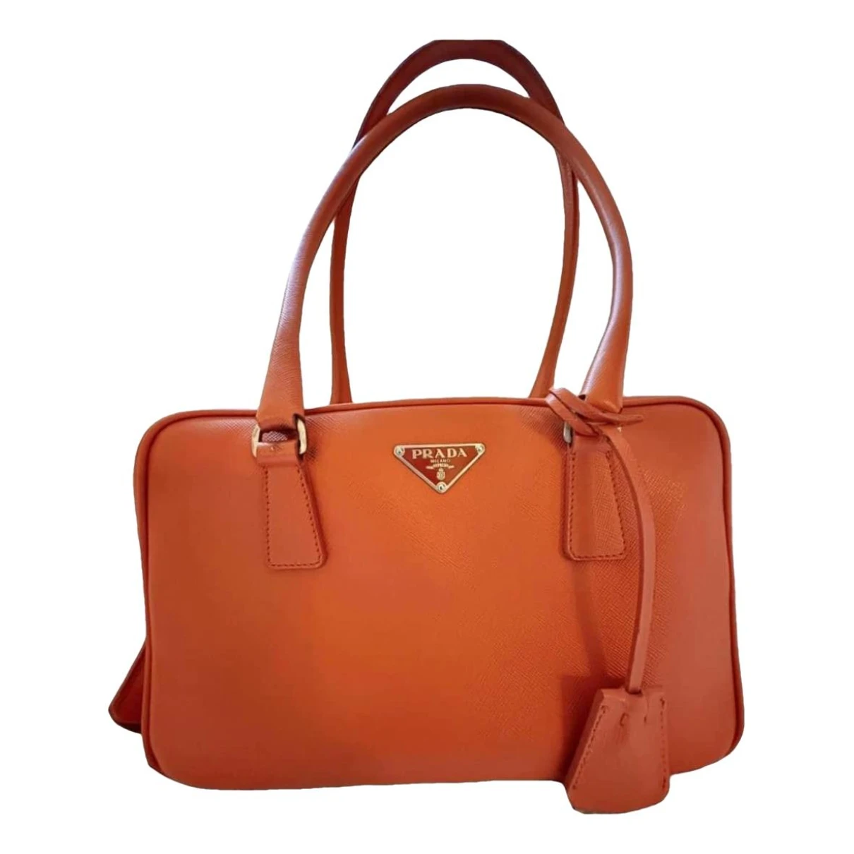 Pre-owned Prada Mirage Leather Handbag In Orange