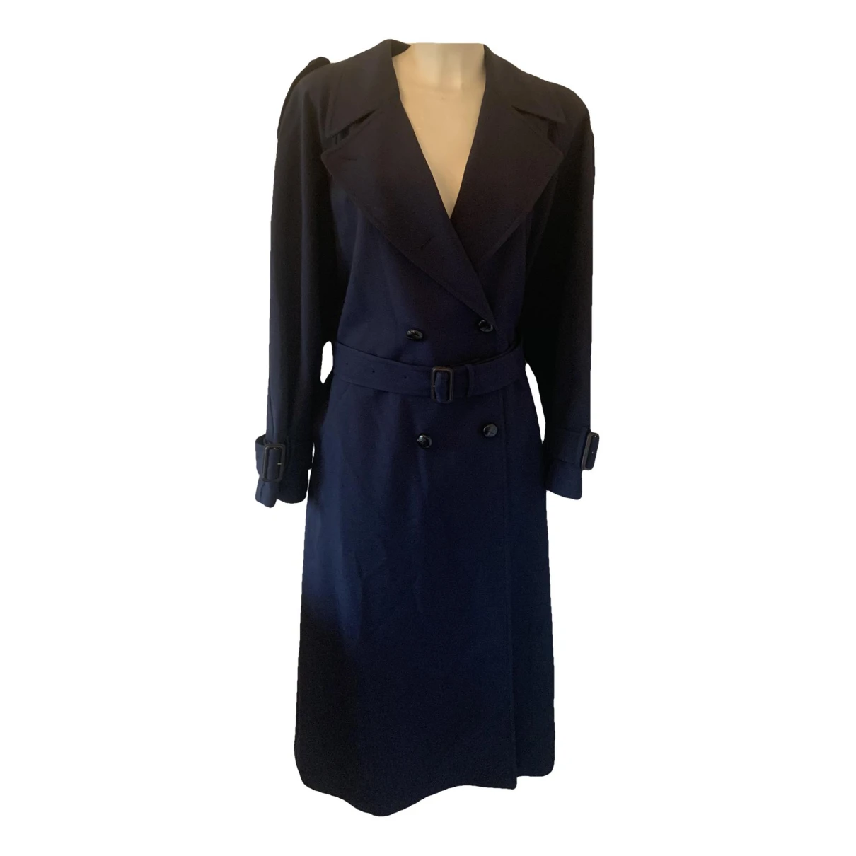 Pre-owned Gucci Wool Trench Coat In Blue
