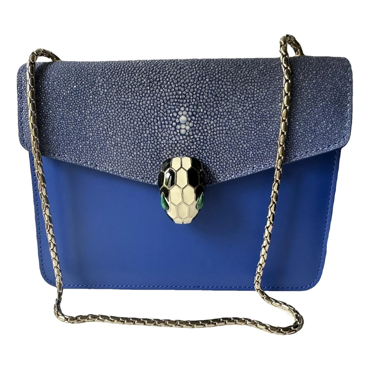 Pre-owned Bvlgari Serpenti Leather Handbag In Blue