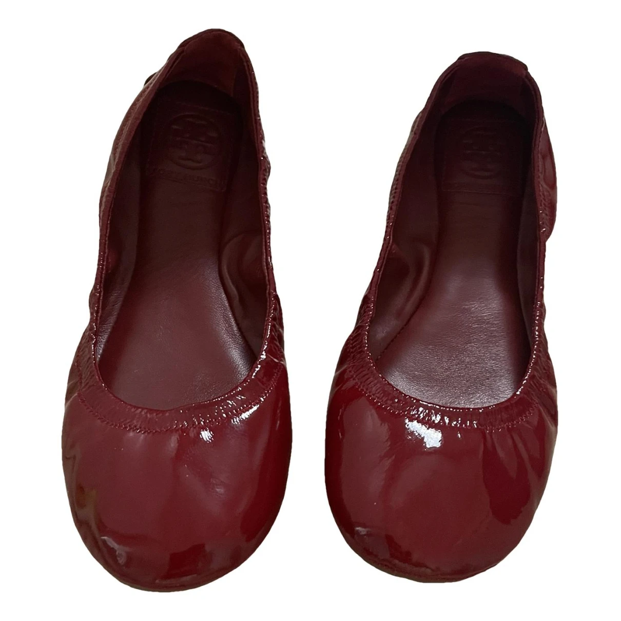 Pre-owned Tory Burch Patent Leather Flats In Red