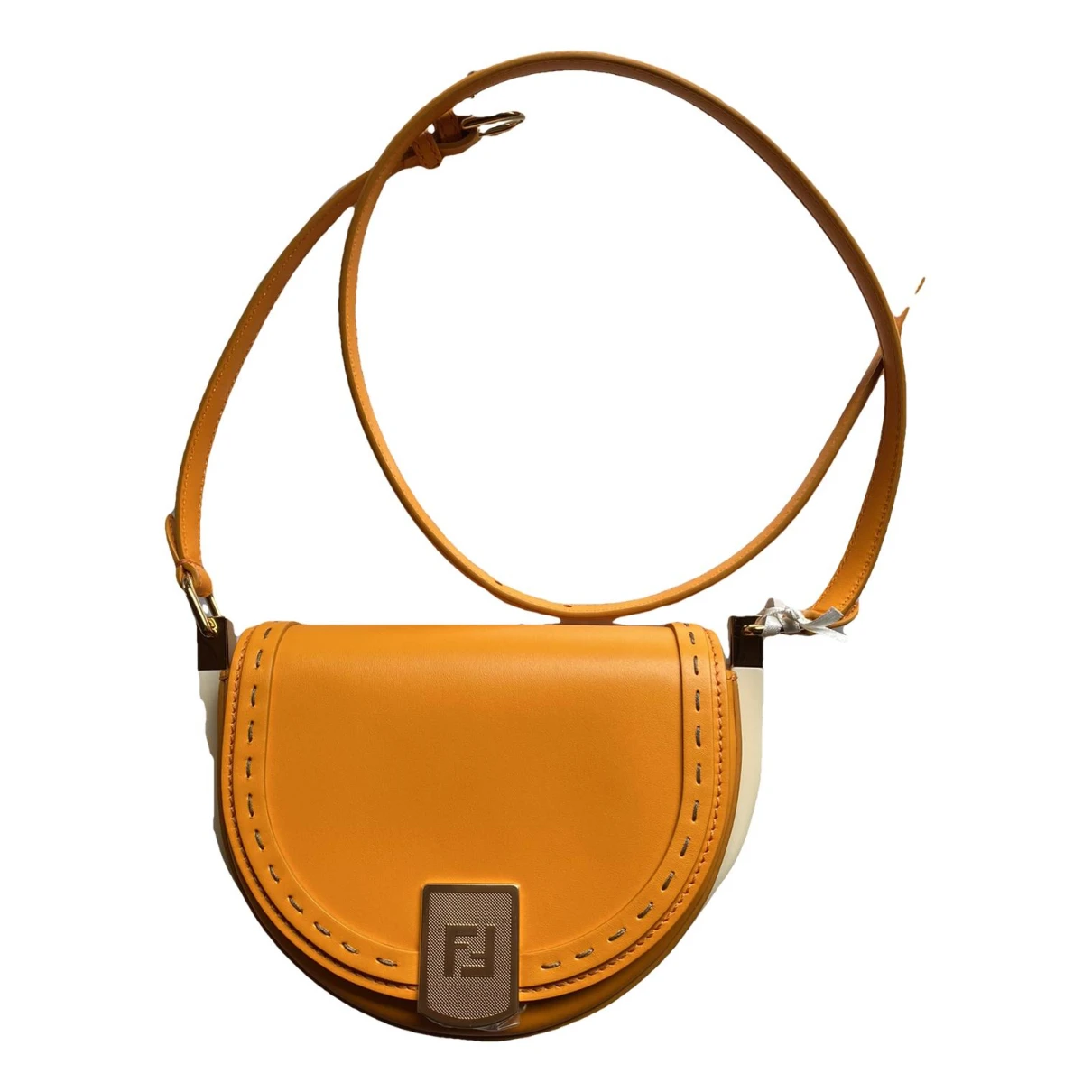 Pre-owned Fendi Moonlight Leather Handbag In Orange