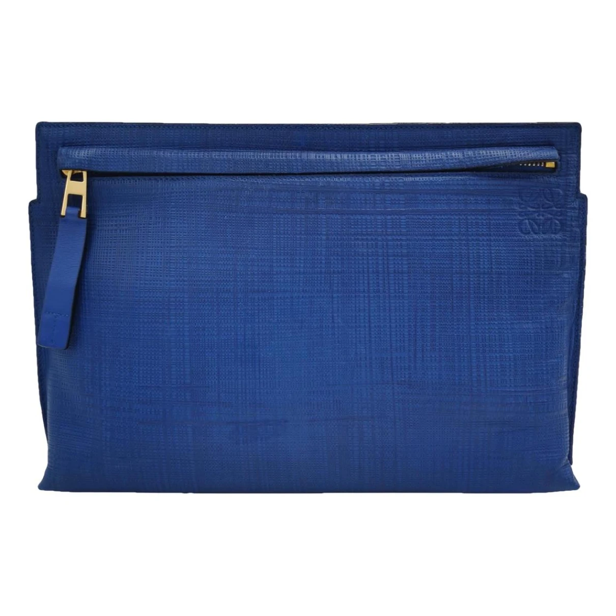 Pre-owned Loewe T Pouch Leather Clutch Bag In Blue