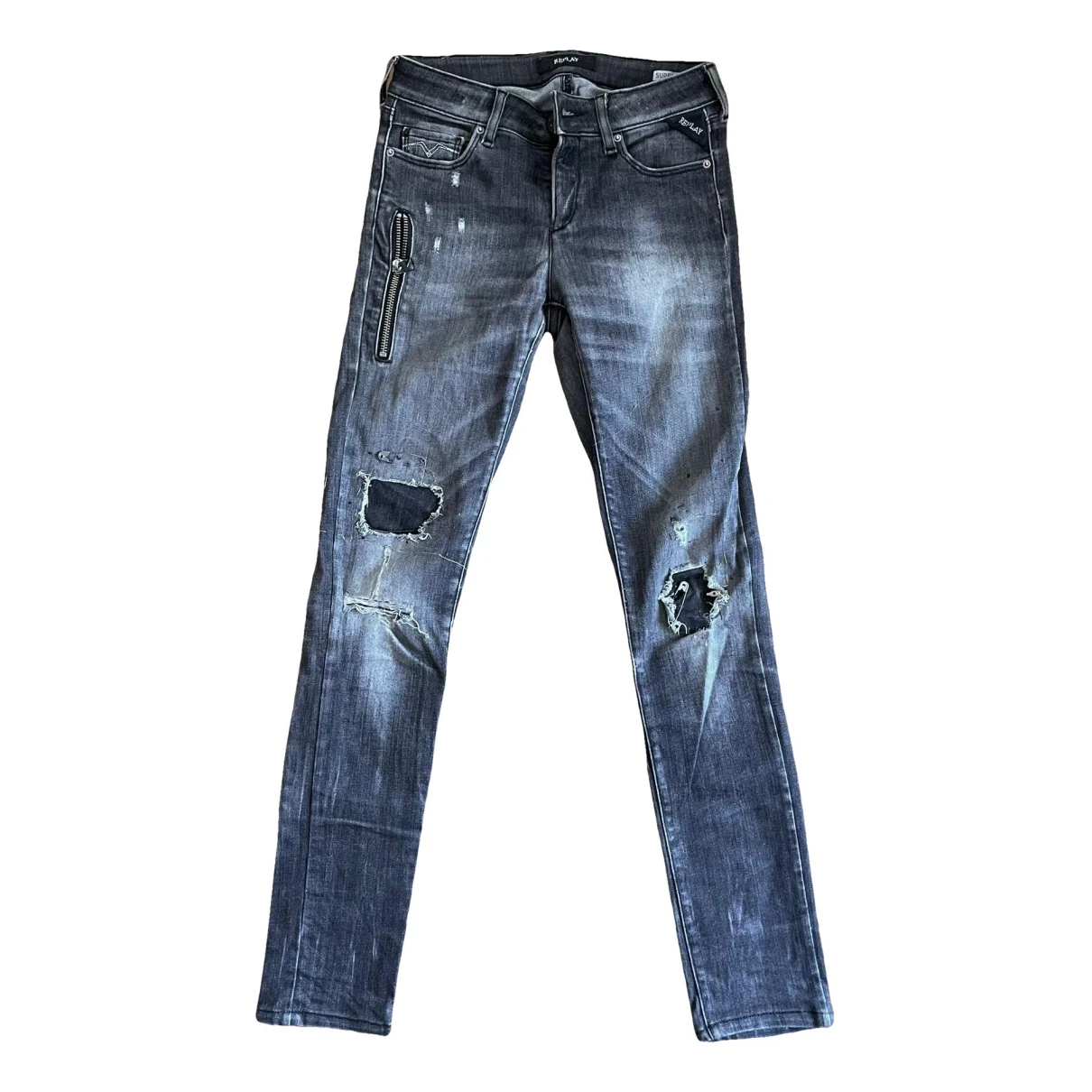 Pre-owned Replay Slim Jeans In Grey