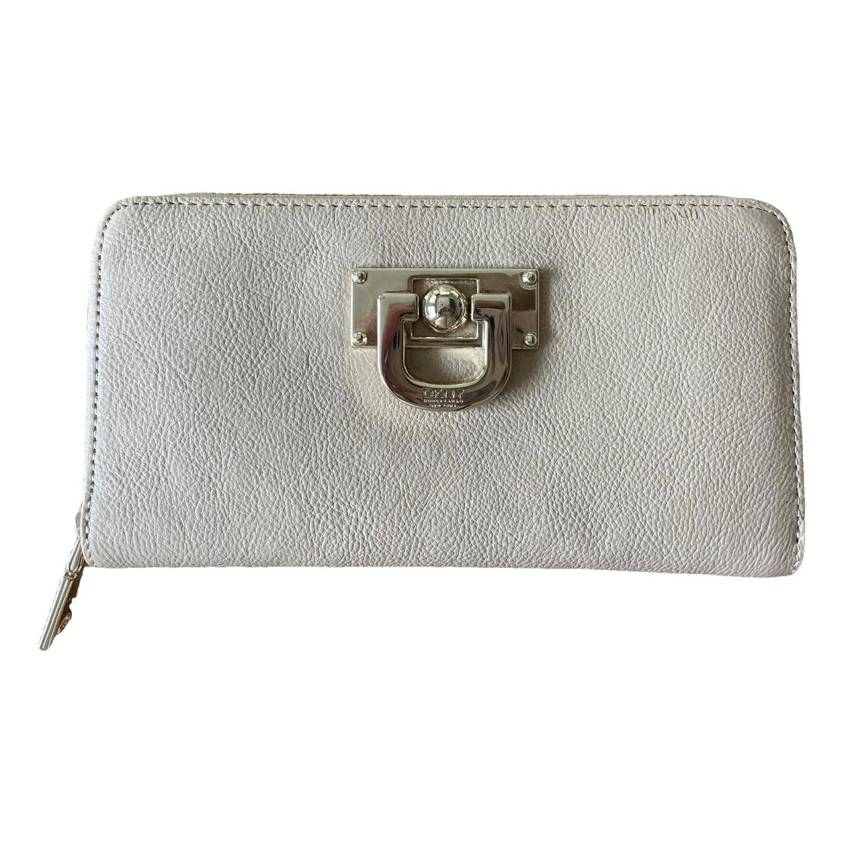 Pre-owned Dkny Leather Wallet In Beige