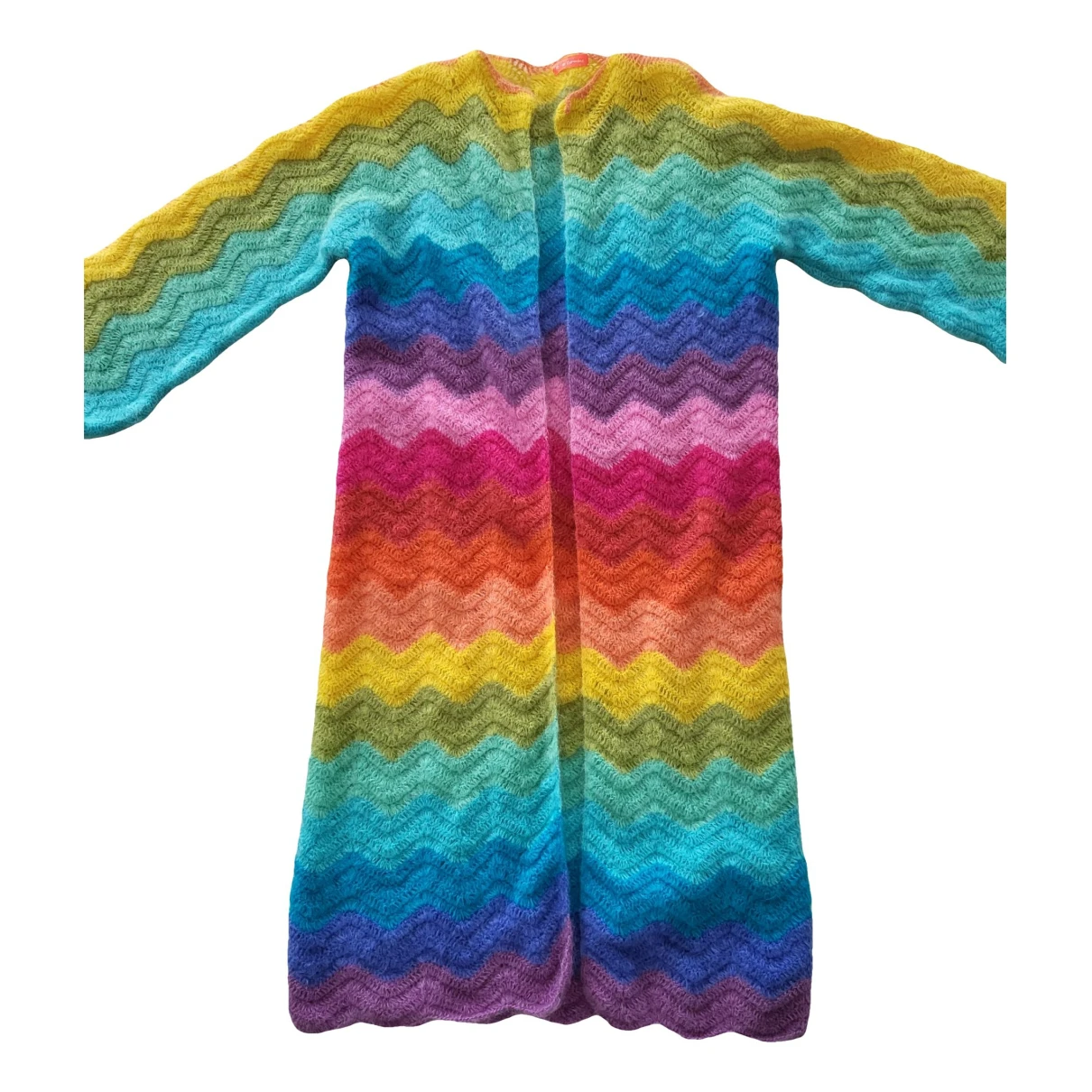 Pre-owned Rose Carmine Wool Cardi Coat In Multicolour