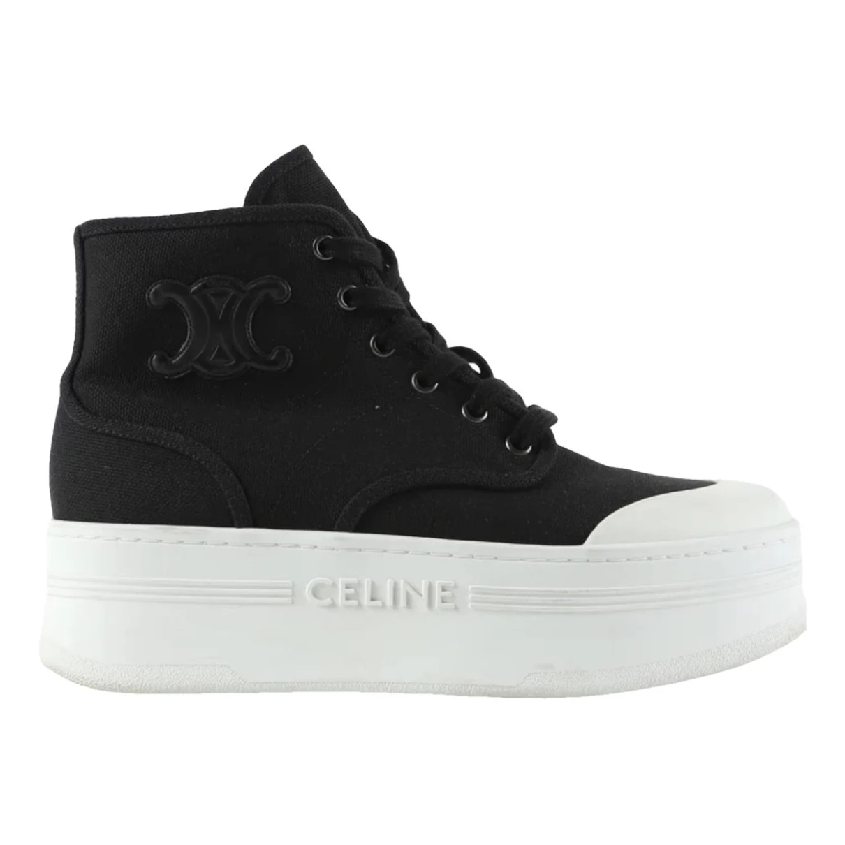 Pre-owned Celine Block Cloth Trainers In Black