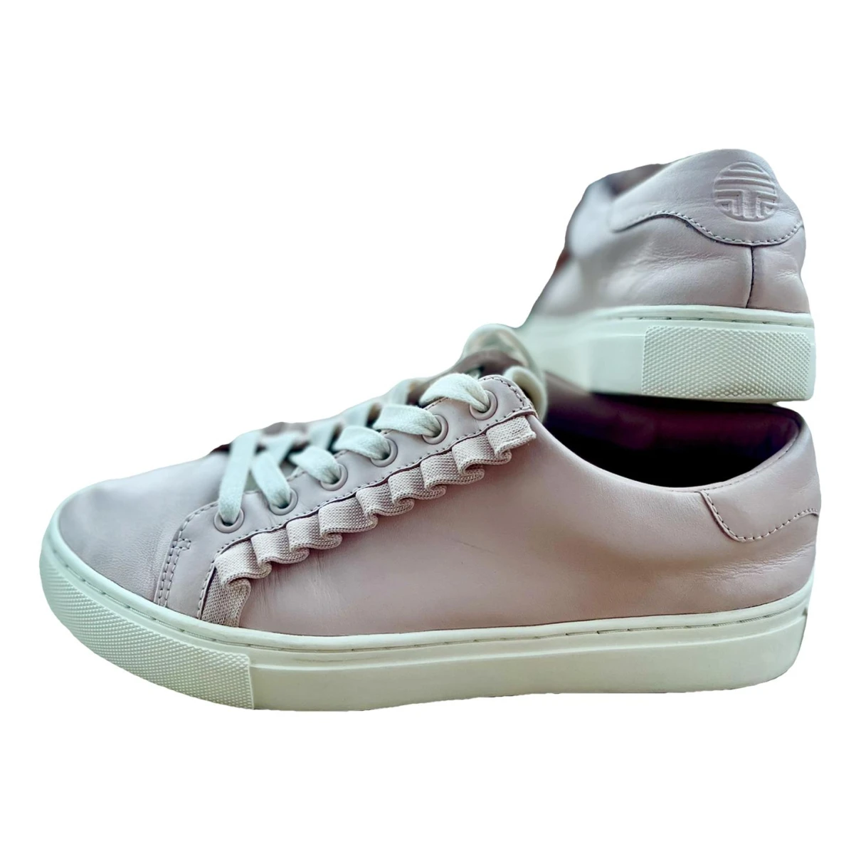 Pre-owned Tory Sport Leather Trainers In Pink