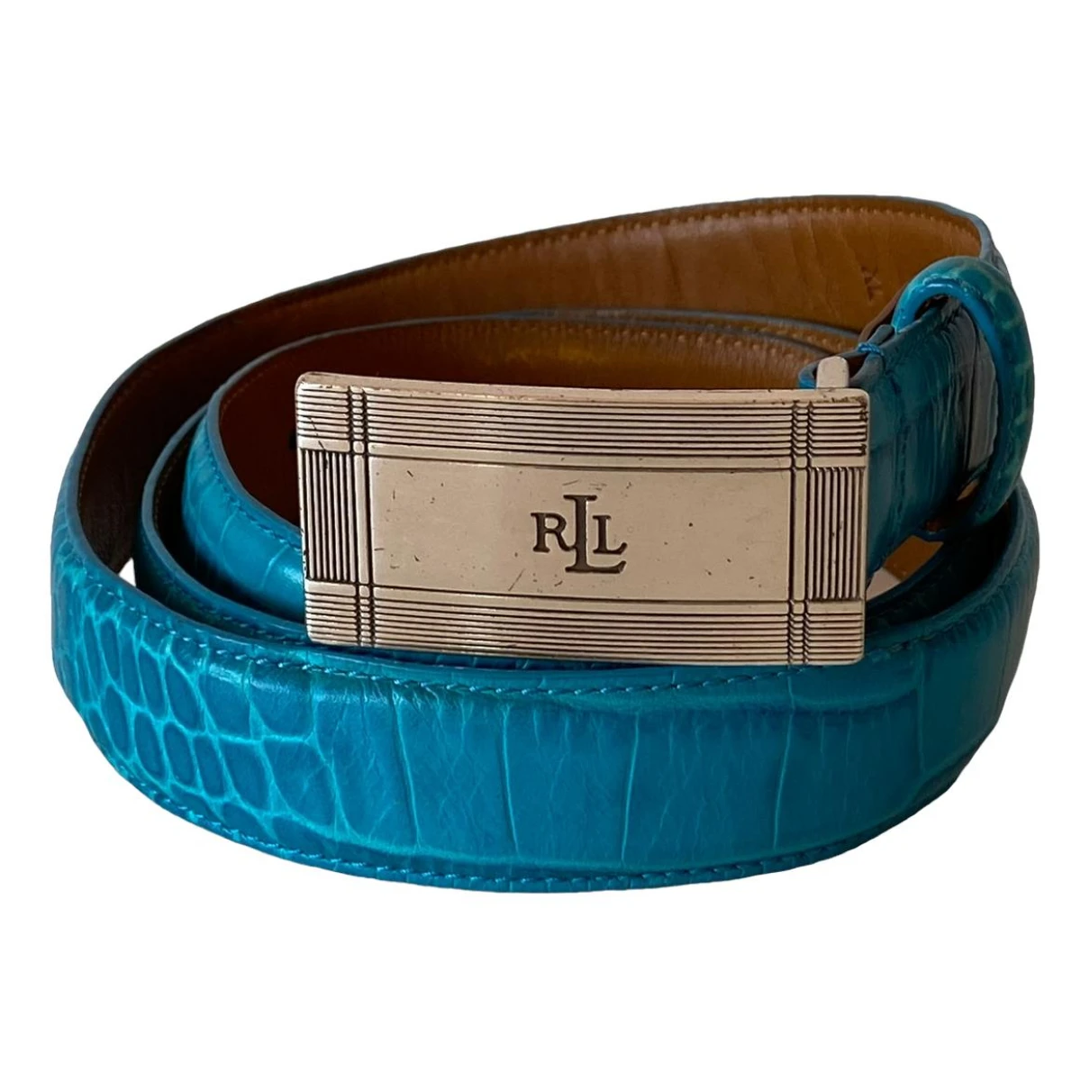 Pre-owned Lauren Ralph Lauren Leather Belt In Blue