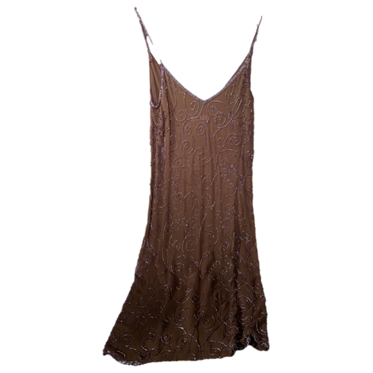 Pre-owned Emporio Armani Silk Mid-length Dress In Brown