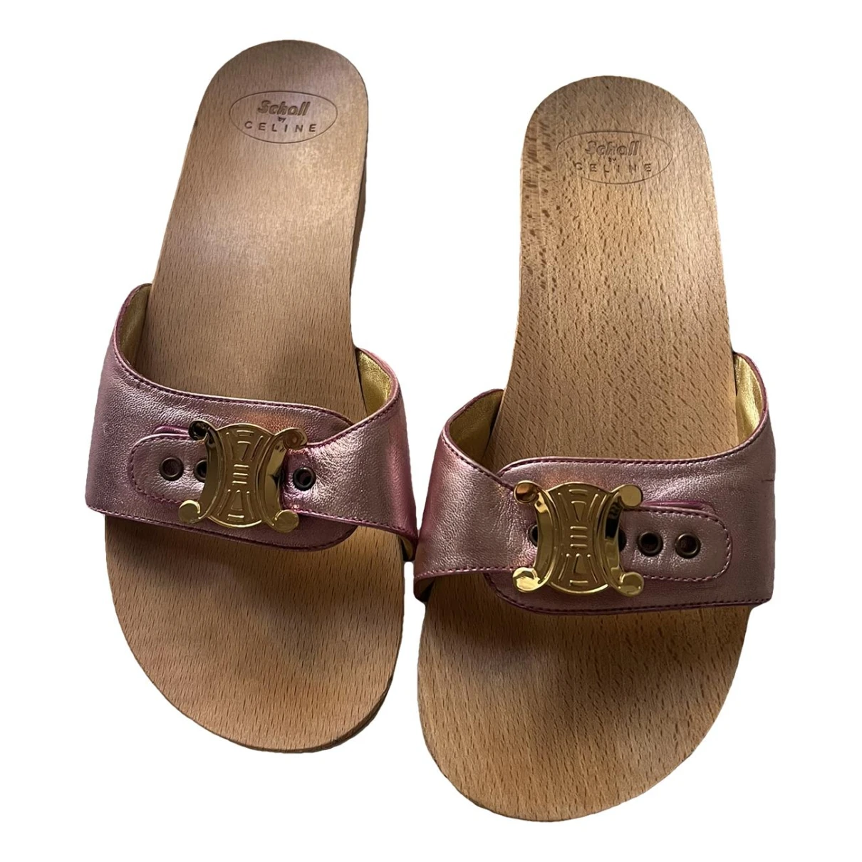 Pre-owned Celine Leather Mules & Clogs In Pink