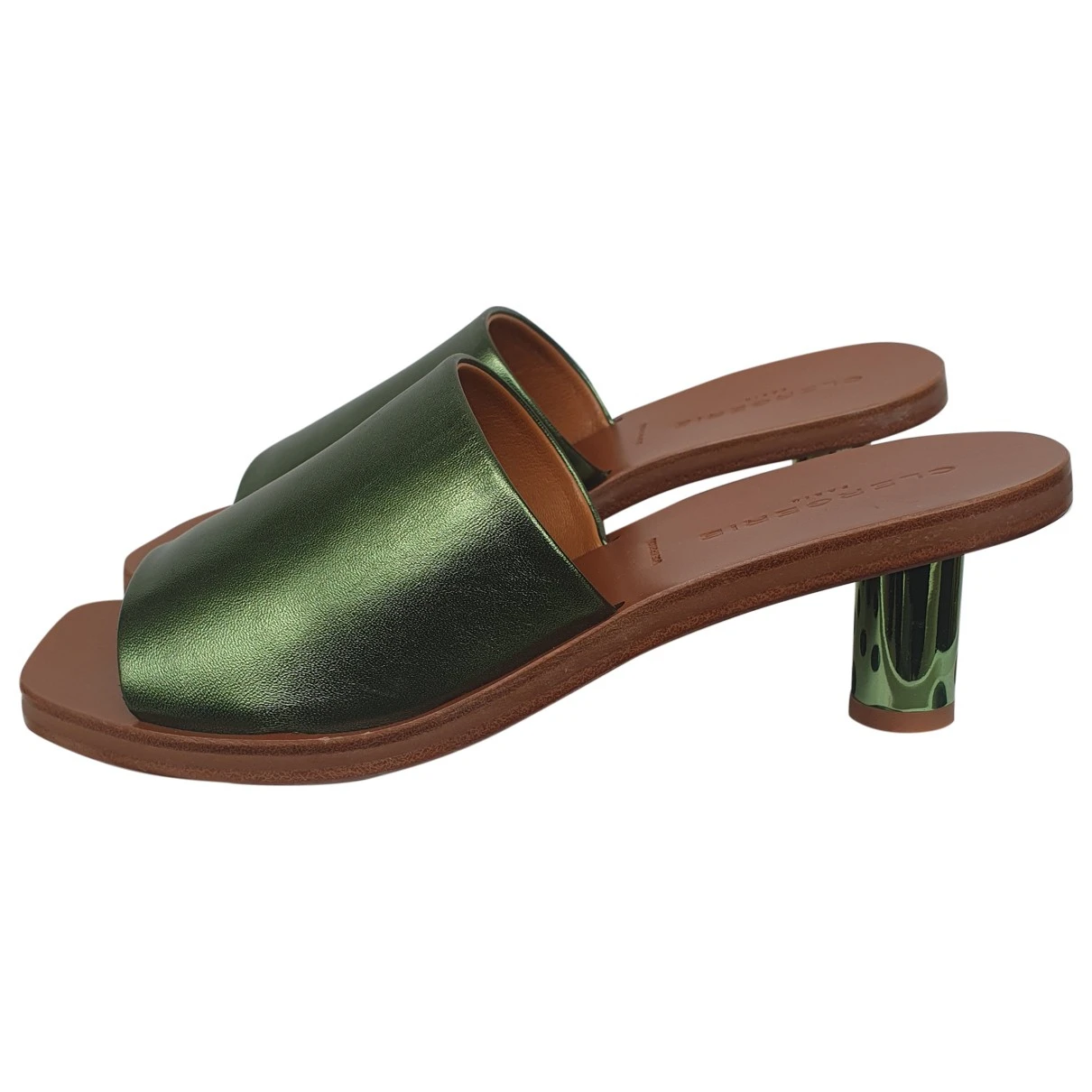 Pre-owned Robert Clergerie Leather Mules In Green