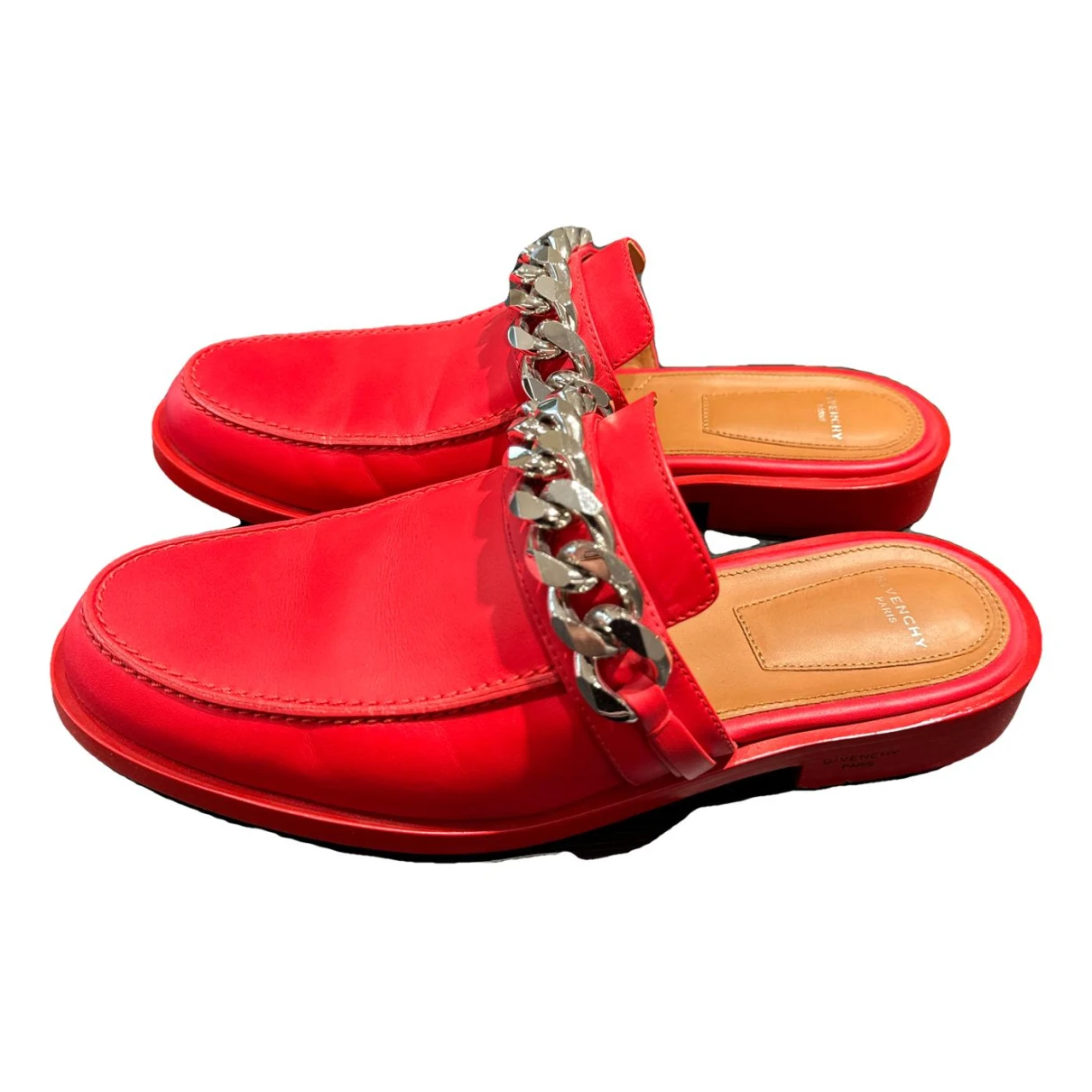 Pre-owned Givenchy Leather Mules In Red