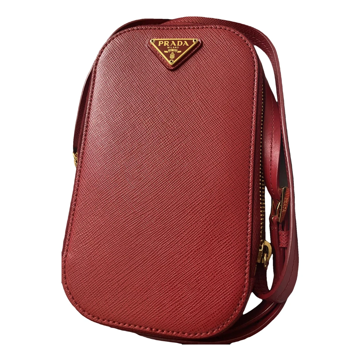 Pre-owned Prada Vegan Leather Crossbody Bag In Red