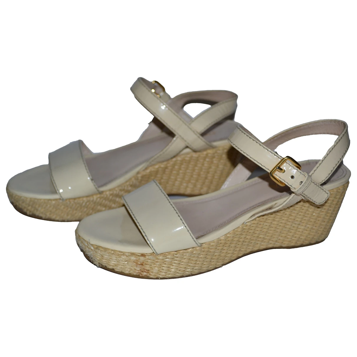 Pre-owned Prada Patent Leather Sandal In White