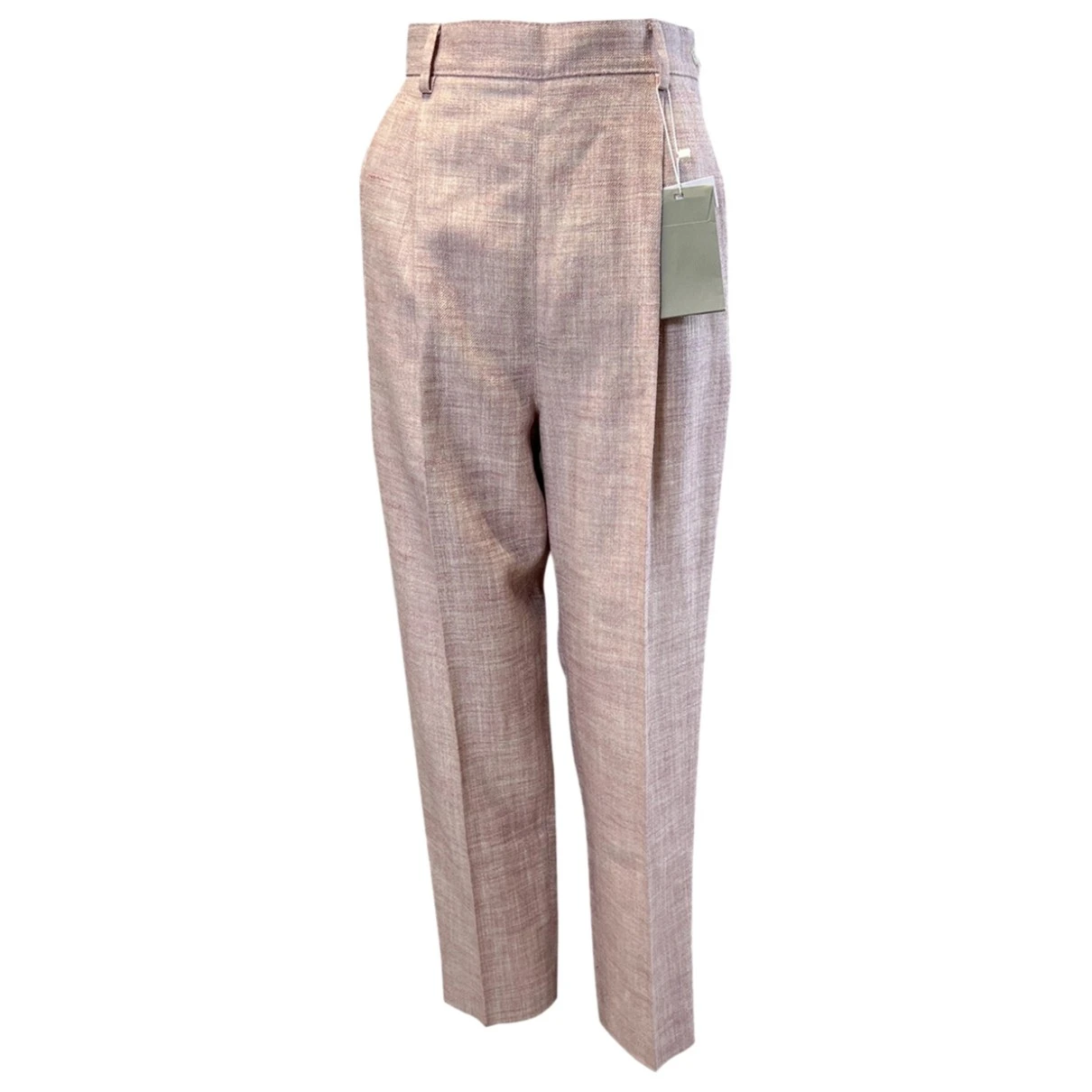 Pre-owned Max Mara Atelier Linen Straight Pants In Pink