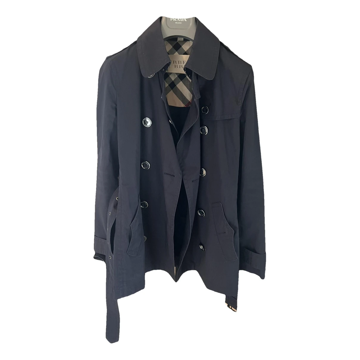 Pre-owned Burberry Kensington Trench Coat In Blue