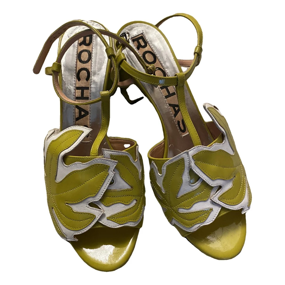Pre-owned Rochas Patent Leather Sandals In Yellow