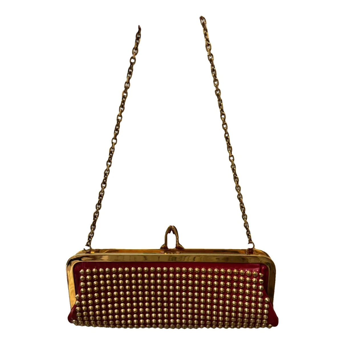 Pre-owned Christian Louboutin Leather Clutch Bag In Red