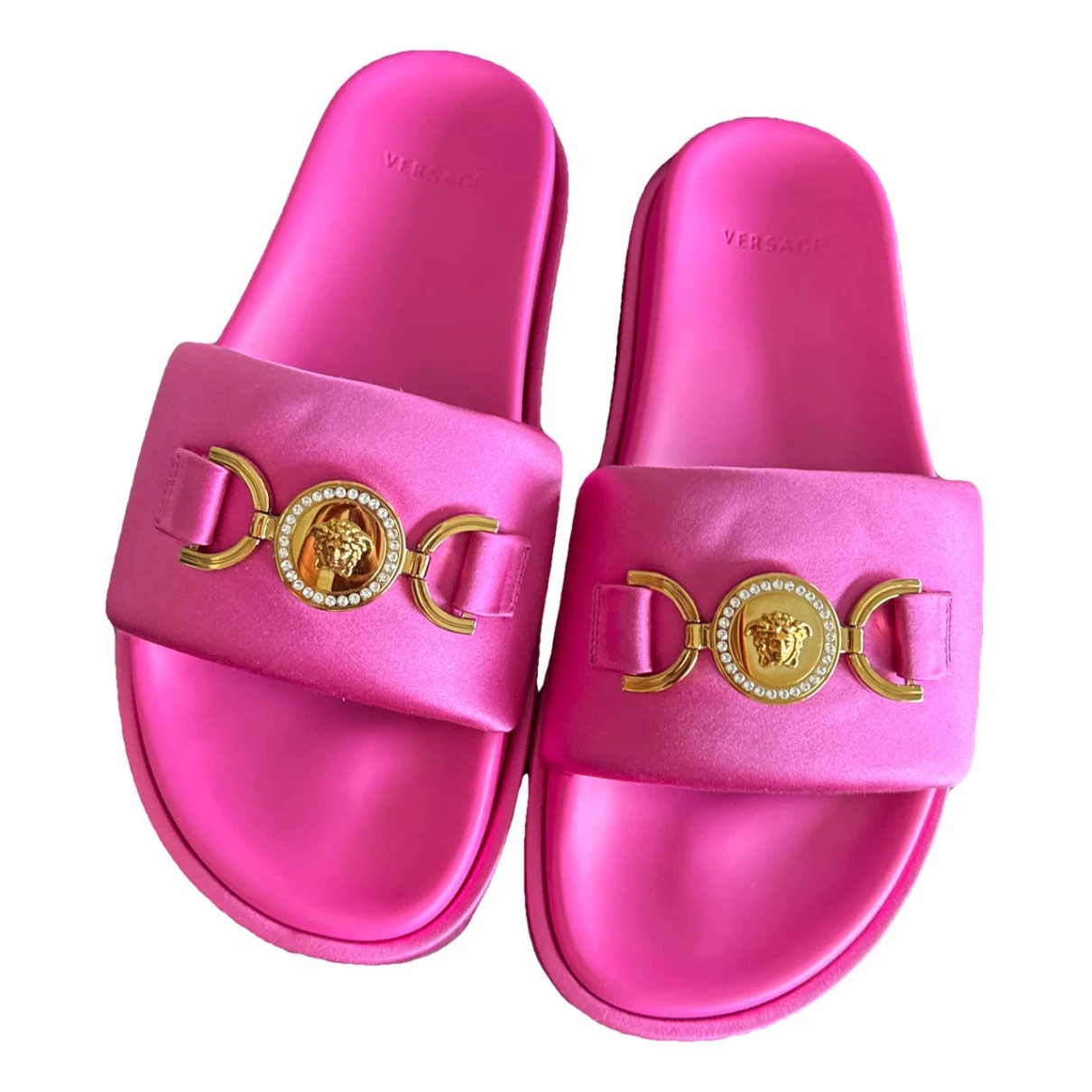 Pre-owned Versace Cloth Mules & Clogs In Pink
