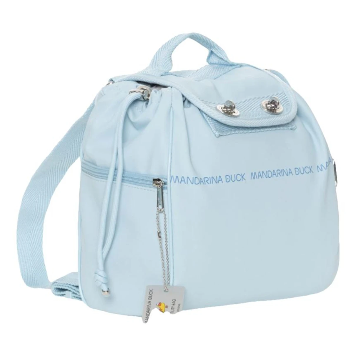 Pre-owned Mandarina Duck Vegan Leather Backpack In Blue
