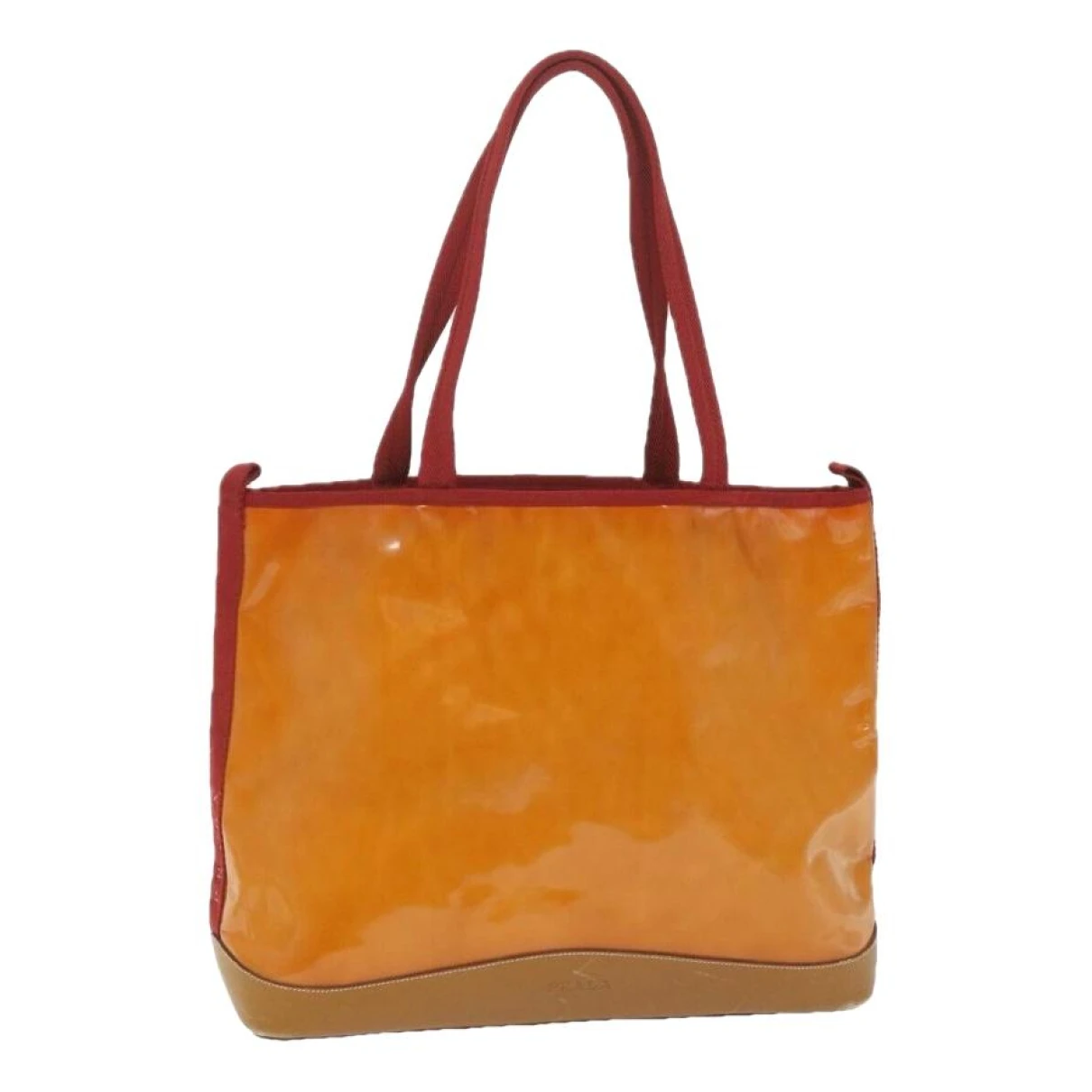 Pre-owned Prada Patent Leather Tote In Orange
