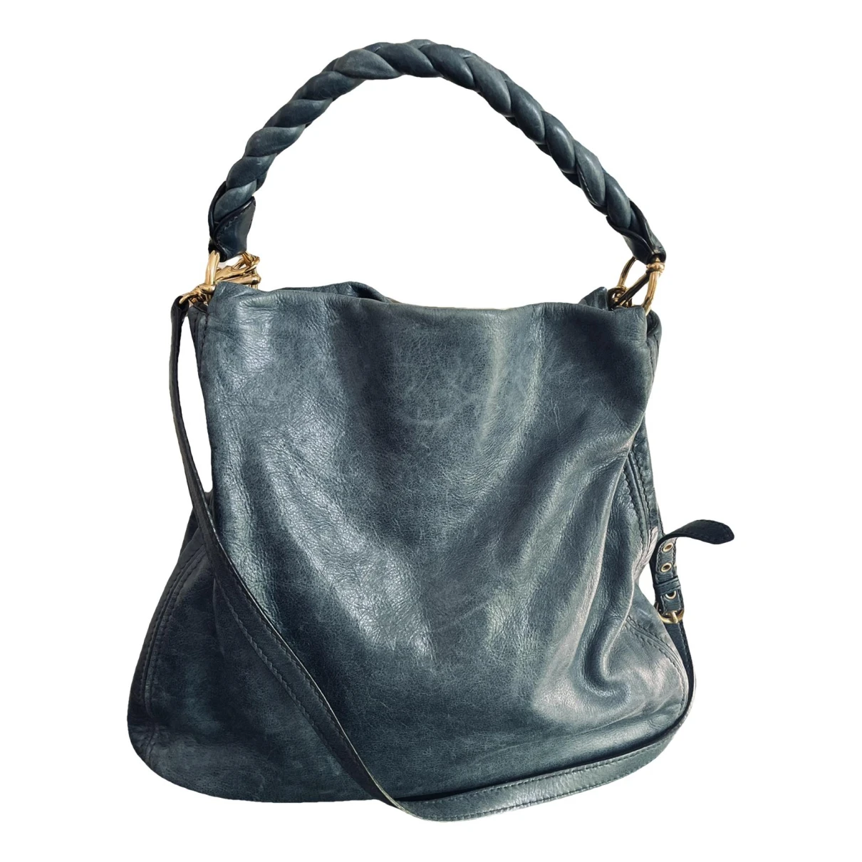 Pre-owned Miu Miu Vitello Leather Handbag In Blue