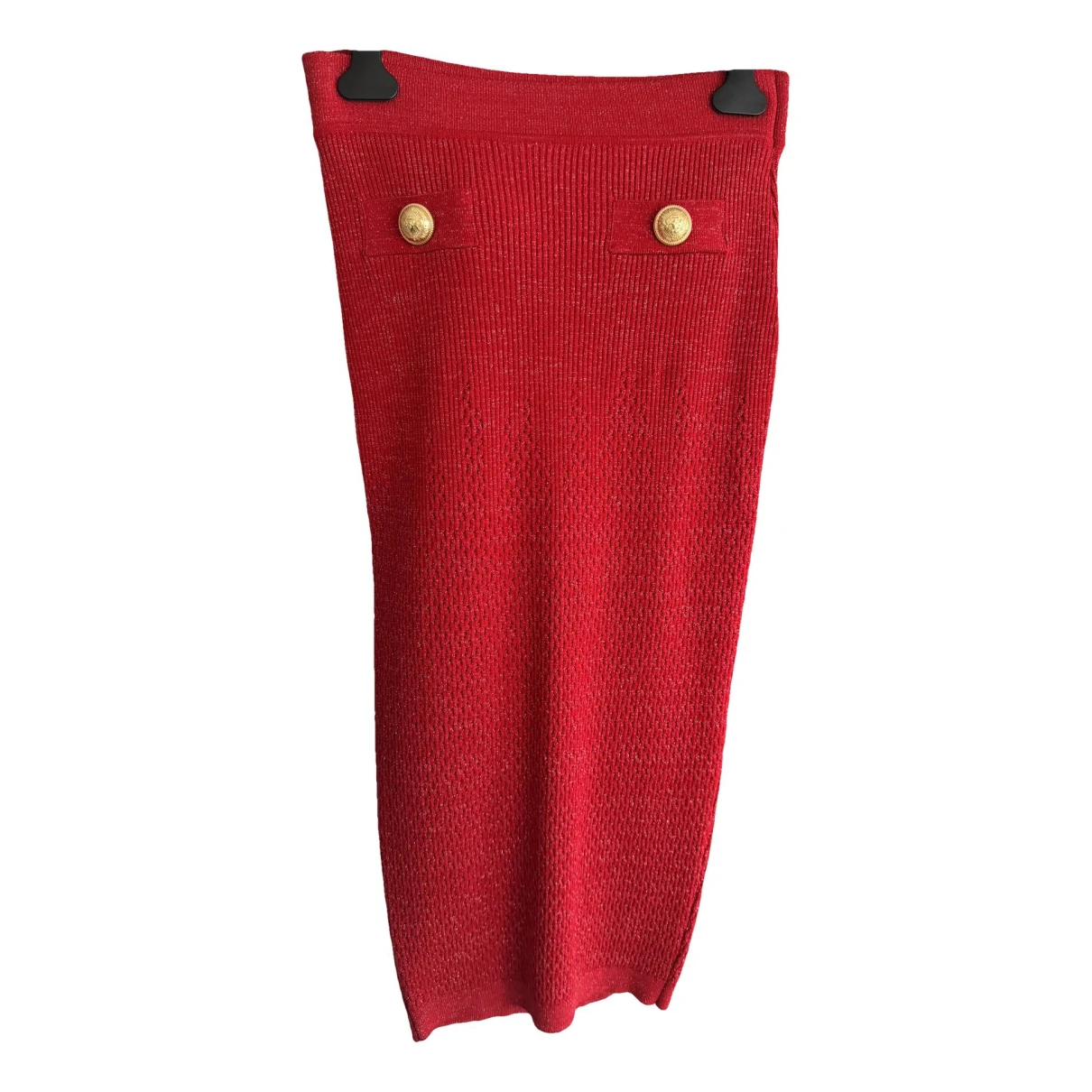 Pre-owned Balmain Mid-length Skirt In Red