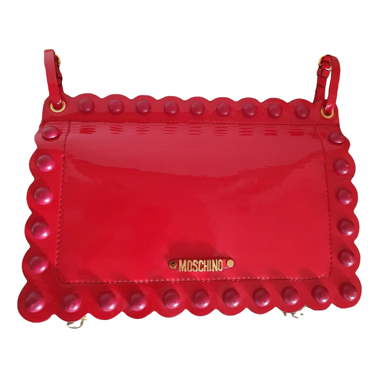 Pre-owned Moschino Patent Leather Clutch Bag In Red