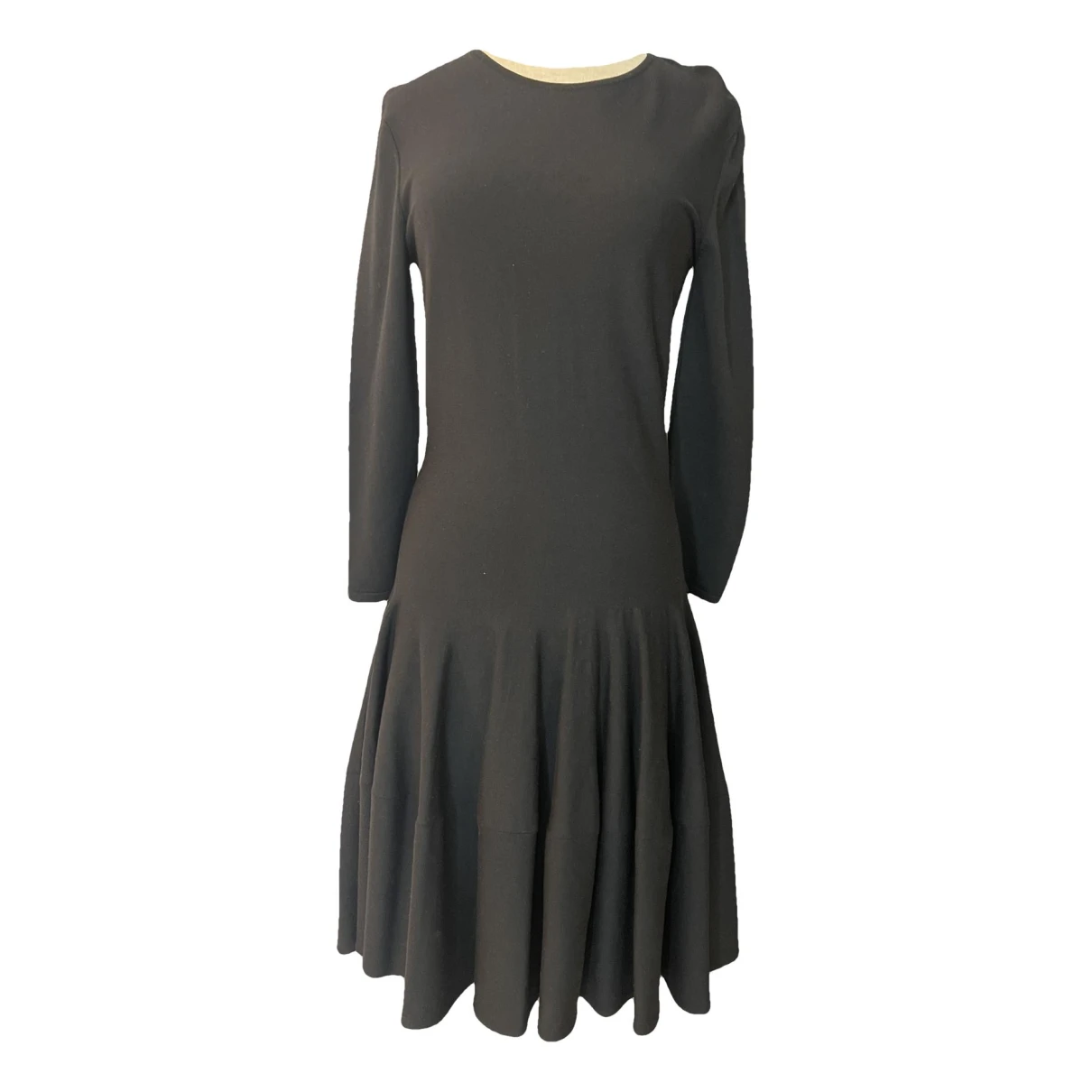 Pre-owned Alexander Mcqueen Wool Mini Dress In Black