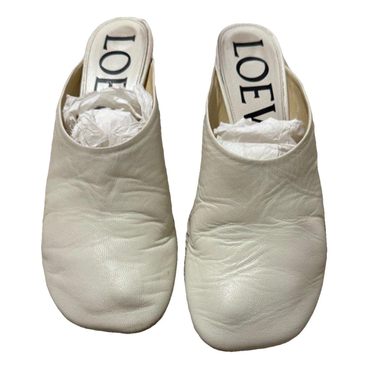 Pre-owned Loewe Leather Heels In White