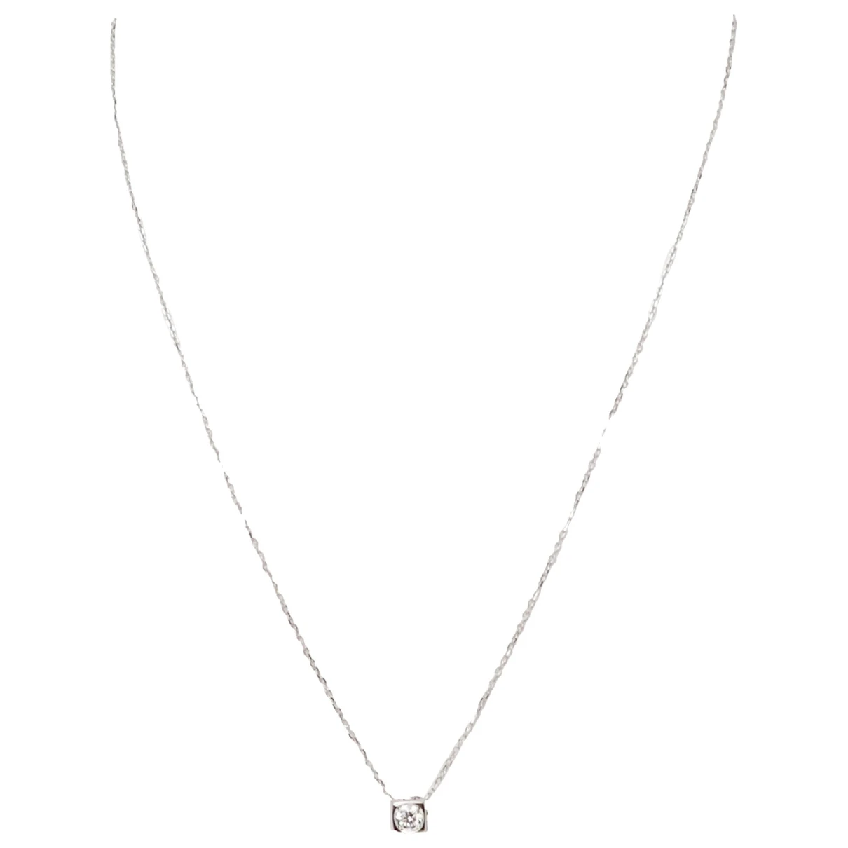 Pre-owned Dinh Van Le Cube Diamant White Gold Necklace In Silver