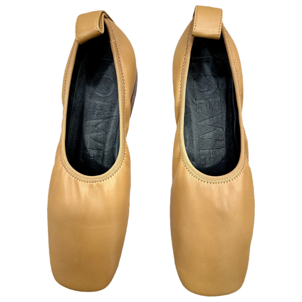 Pre-owned Loewe Leather Ballet Flats In Camel