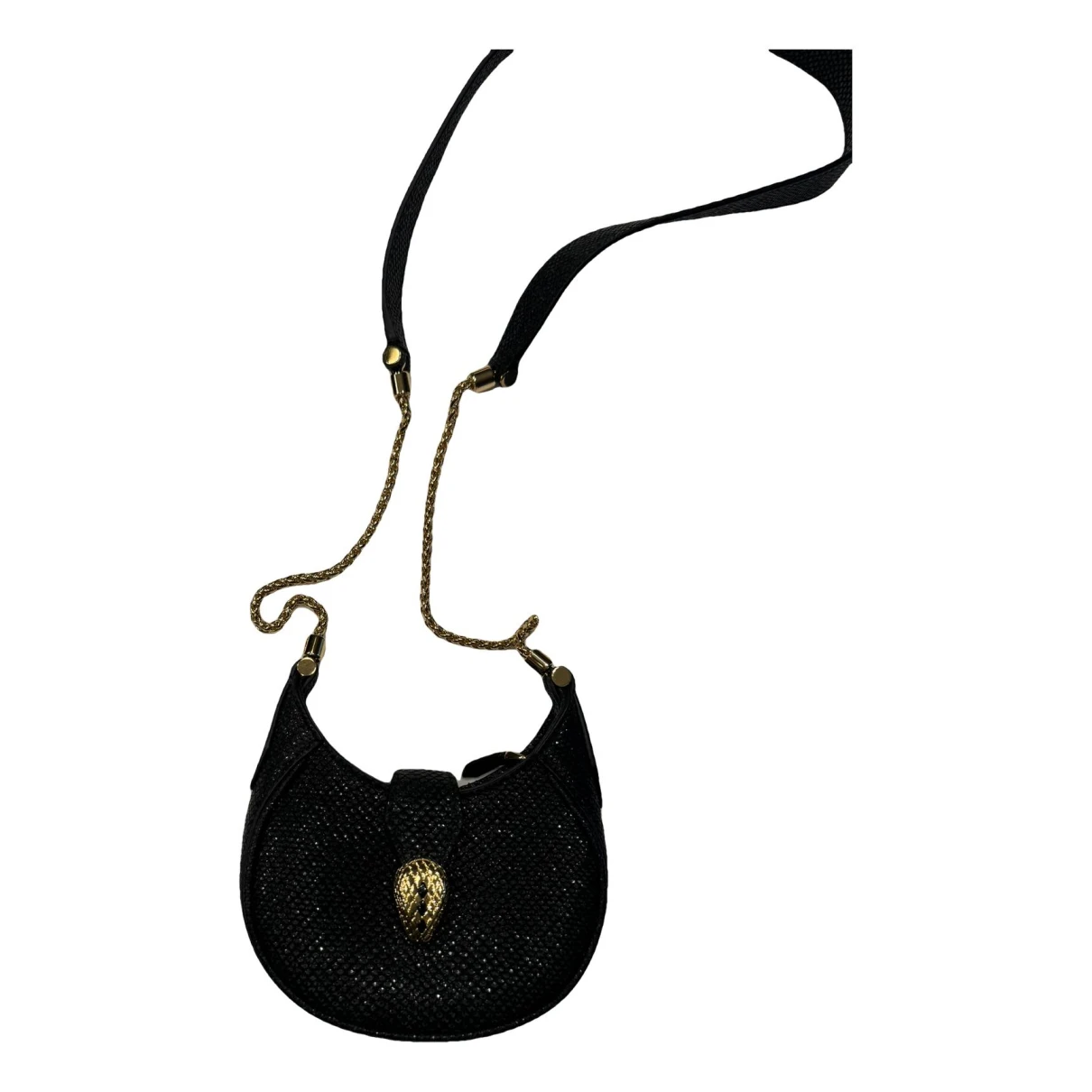 Pre-owned Bvlgari Serpenti Leather Crossbody Bag In Black
