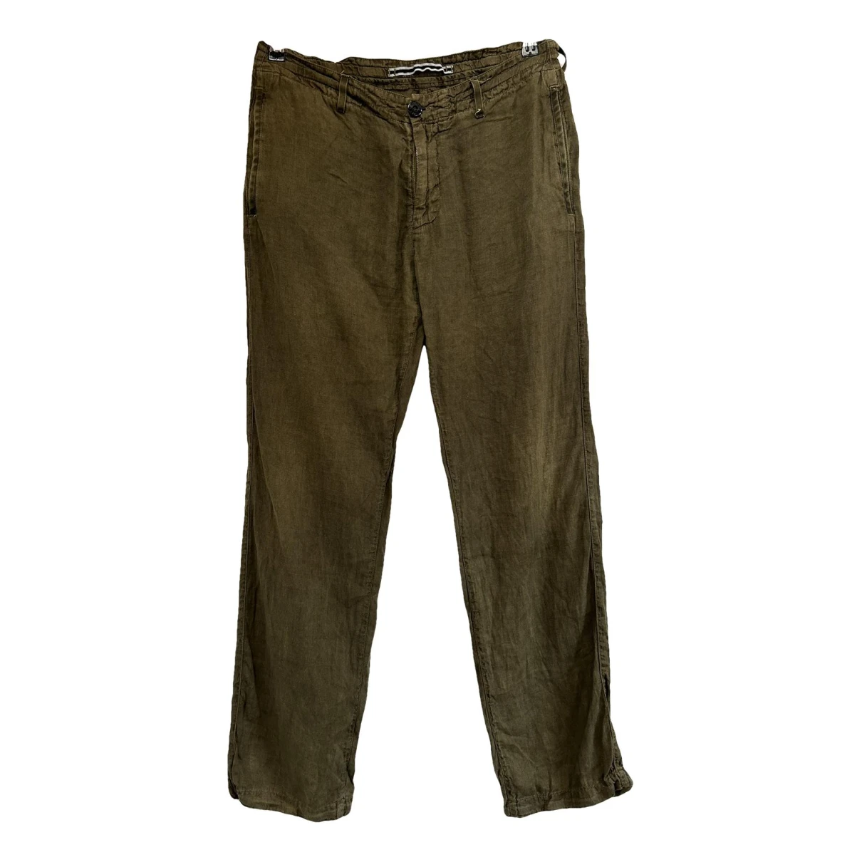 Pre-owned Stone Island Linen Trousers In Khaki